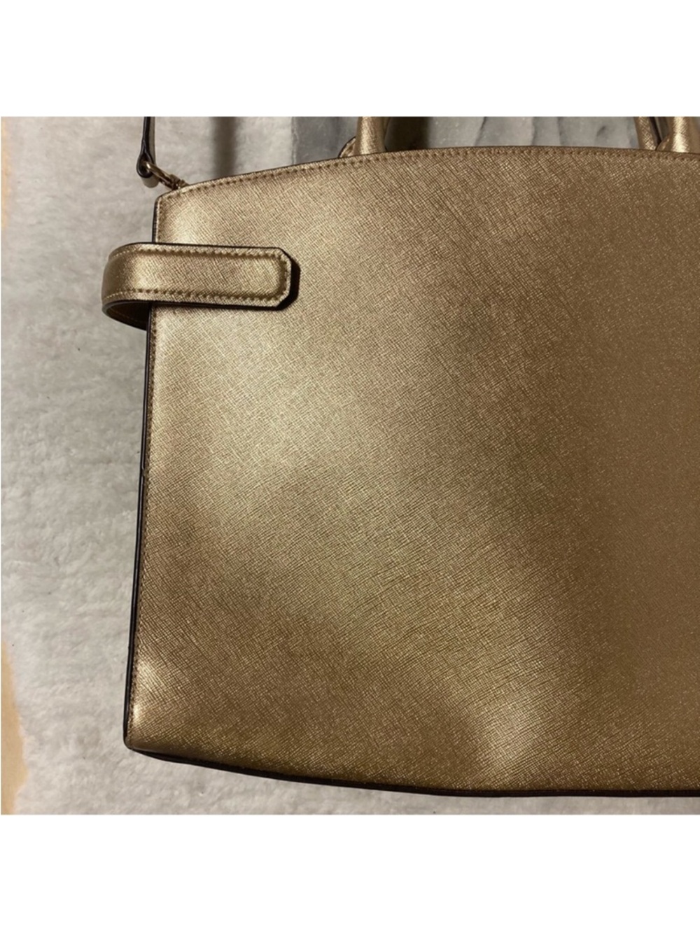 Michael Kors Karla East West Satchel Handbag Metallic Gold Crossbody - Picture 7 of 15